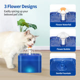 Pet Fountain Cat Water Dispenser - Healthy and Hygienic Drinking Fountain Super Quiet Flower Automatic Electric Water Bowl with 1 Replacement Filters for Cats, Dogs, Birds and Small Animals