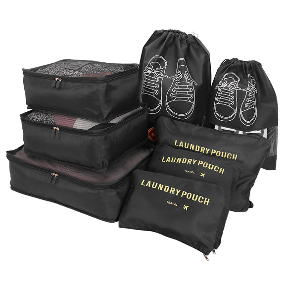 8PCS Travel Organiser Packing Bags Packing Cubes Set Travel Luggage Organisers