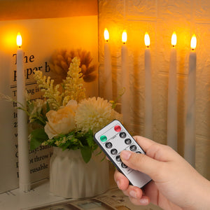 LED Flameless Taper Candles Flickering Set of 6 with 10-Key Remote