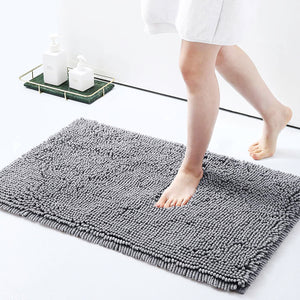 Luxury Chenille Bath Rug, Extra Soft and Absorbent Shaggy Bathroom Mat Rugs, Machine Washable, Non-Slip Plush Carpet Runner for Tub, Shower, and Bath Room（20x30, Light Grey）
